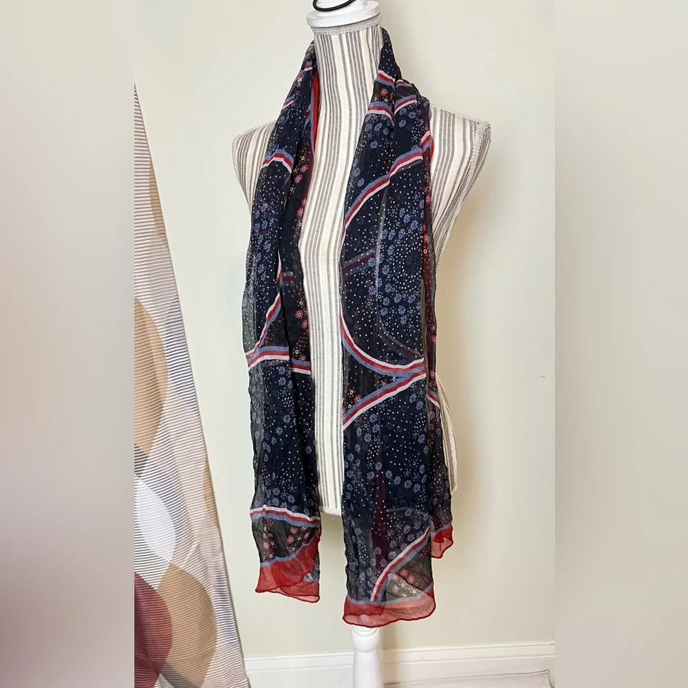 Silk Evening Scarf Long Chiffon Italy - Picture 4 of 5